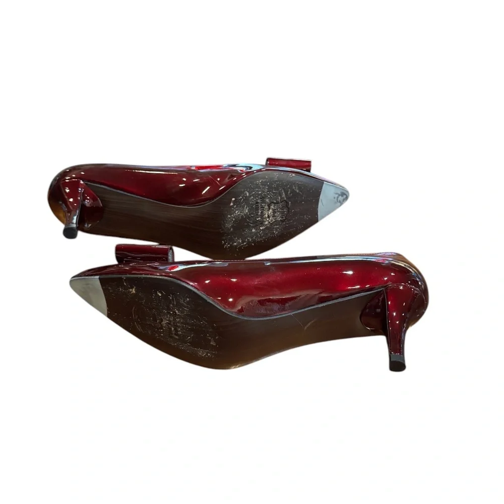 Womens, Stuart Weitzman Kitten Pump. Size: 8 1/2, Color: Rosewood (Burgundy) - Picture 6 of 8